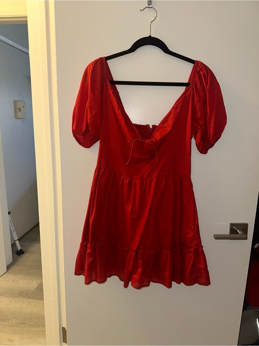 Abercrombie & Fitch Red Puff Sleeve Mini Dress